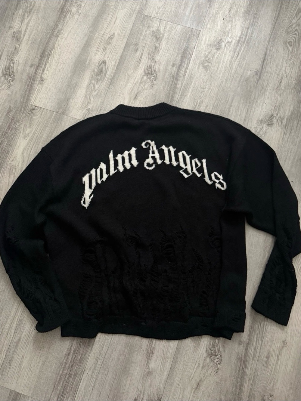 PALM ANGELS Distressed Flames
Sweater Black/white XL wool